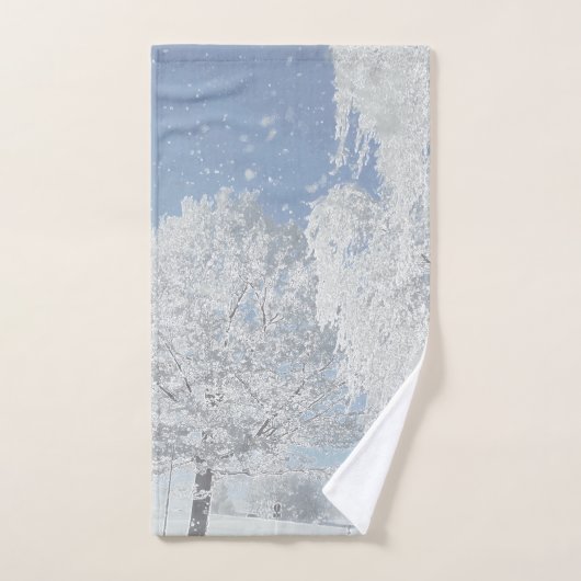 Winterlandschaft Schnee Baum Schneeflocken Bad Handdoek (Handdoek)