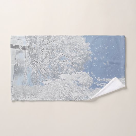 Winterlandschaft Schnee Baum Schneeflocken Bad Handdoek (Handdoek)