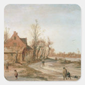 Winterlandschap, 1623 vierkante sticker (Voorkant)