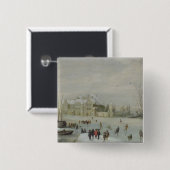 Winterlandschap 2 vierkante button 5,1 cm (Voorkant /achterkant)