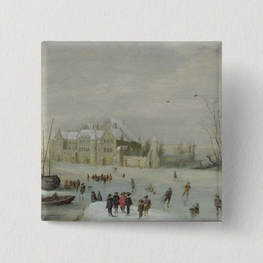 Winterlandschap 2 vierkante button 5,1 cm (Voorkant)