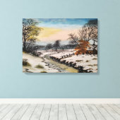 Winterlandschap, acryl schilderen canvas afdruk (Insitu (Houten vloer))