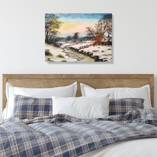 Winterlandschap, acryl schilderen canvas afdruk (Insitu (Slaapkamer))