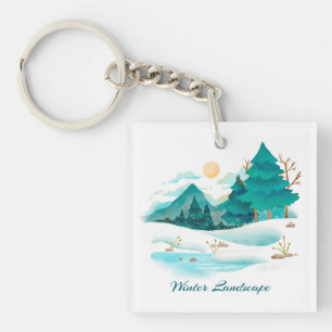 Winterlandschap Acrylische Sleutelhanger