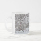 Winterlandschap afbeelding met honden spelen in sn matglas koffiemok (Links)