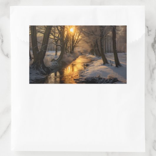 Winterlandschap (AI gegenereerd) Rechthoekige Sticker (Tas)