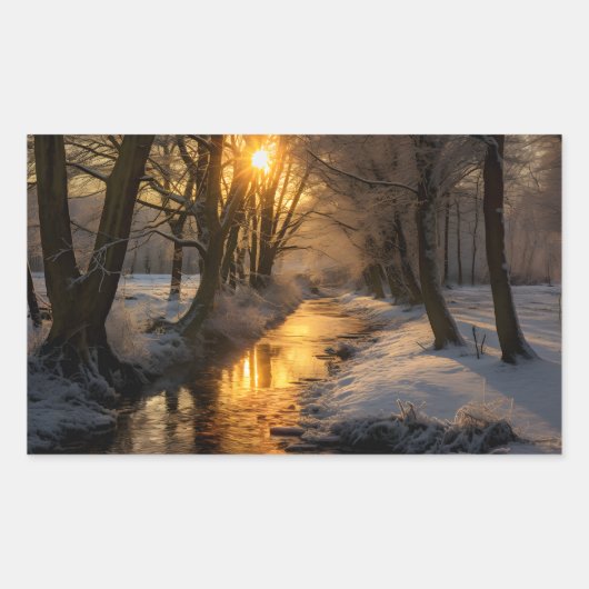 Winterlandschap (AI gegenereerd) Rechthoekige Sticker (Voorkant)