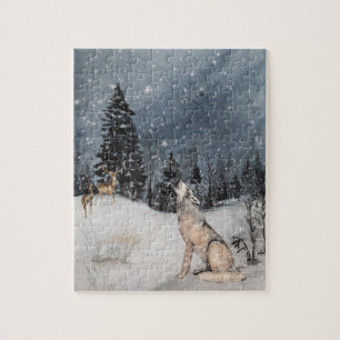 Winterlandschap Aquarel Wolf Herten Legpuzzel