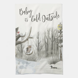 Winterlandschap Baby het is koud buiten Theedoek