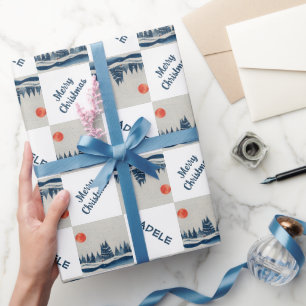 Winterlandschap Besneeuwd Bos Maan Kerstmis Cadeaupapier