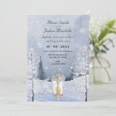 Winterlandschap besneeuwde bos bruiloft kaart (Staand voorkant)