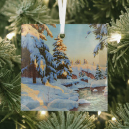 Winterlandschap, Bessonof Glas Ornament