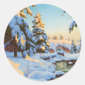 Winterlandschap, Bessonof Ronde Sticker (Voorkant)