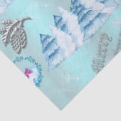 Winterlandschap Blauwe Kerstmis Tissuepapier (Detail)