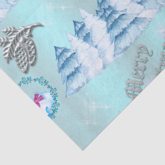 Winterlandschap Blauwe Kerstmis Tissuepapier (Detail)
