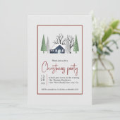 Winterlandschap bomen en sneeuwval kerstfeest kaart (Staand voorkant)