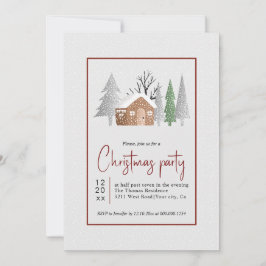 Winterlandschap, bomen en sneeuwval kerstfeest kaart