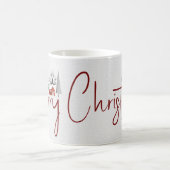 Winterlandschap, bomen Vrolijke kersttypografie Koffiemok (Center)