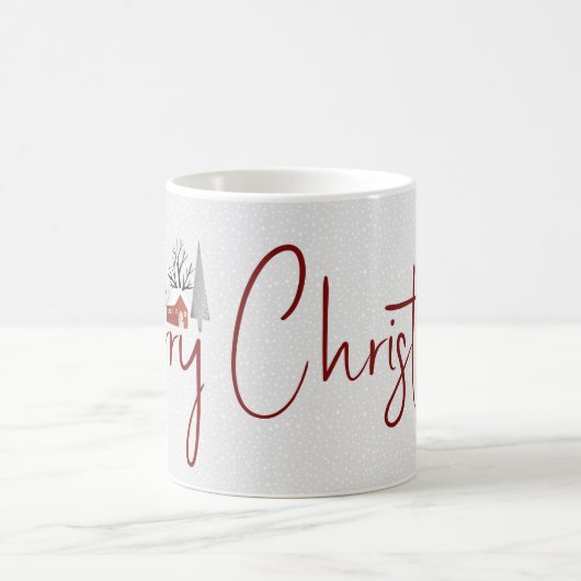 Winterlandschap, bomen Vrolijke kersttypografie Koffiemok (Center)