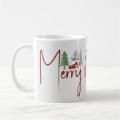 Winterlandschap, bomen Vrolijke kersttypografie Koffiemok (Links)