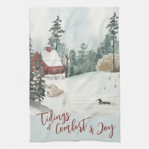 Winterlandschap Boodschappen van Troost en Vreugde Theedoek