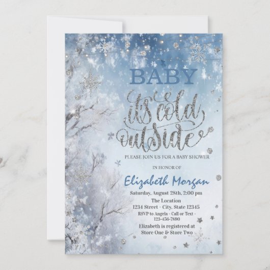 Winterlandschap Boom Baby Shower Kaart (Voorkant)