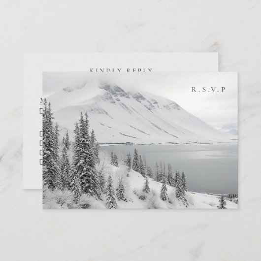 Winterlandschap bruiloft maaltijd keuzes RSVP (Voorkant / Achterkant)