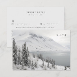 Winterlandschap bruiloft maaltijd keuzes RSVP Kaartje