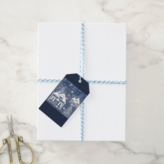 Winterlandschap Cadeaulabel (Met Touw)