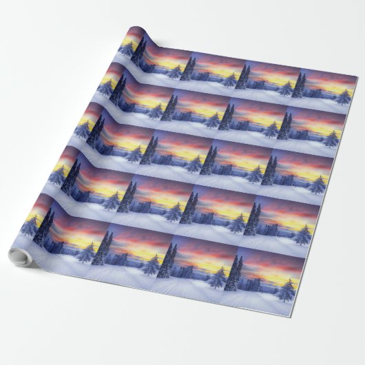 Winterlandschap Cadeaupapier (Uitgerold)