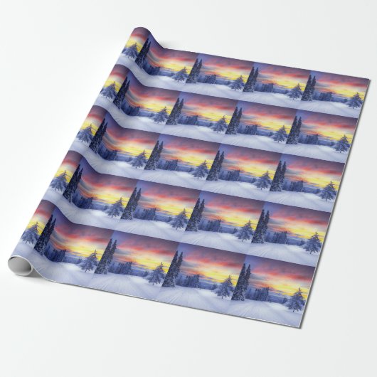 Winterlandschap Cadeaupapier (Uitgerold)