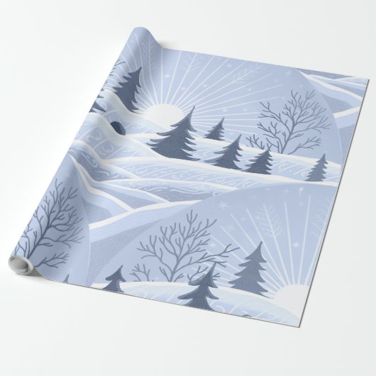 Winterlandschap Cadeaupapier (Uitgerold)