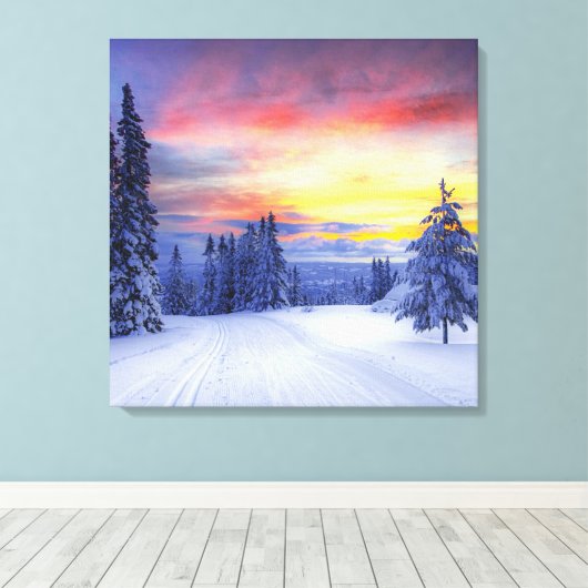 Winterlandschap Canvas Afdruk (Insitu (Houten vloer))