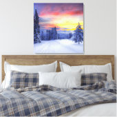 Winterlandschap Canvas Afdruk (Insitu (Slaapkamer))