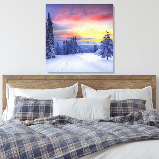 Winterlandschap Canvas Afdruk (Insitu (Slaapkamer))