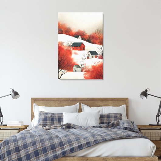 Winterlandschap Canvas Afdruk (Insitu (Slaapkamer))