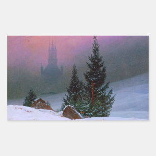 Winterlandschap Caspar David Friedrich Rechthoekige Sticker