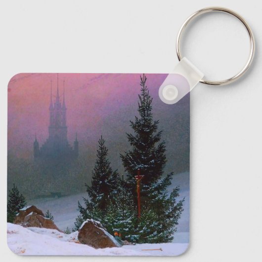 Winterlandschap Caspar David Friedrich Sleutelhanger (Achterkant)