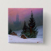 Winterlandschap Caspar David Friedrich Vierkante Button 5,1 Cm (Voorkant)