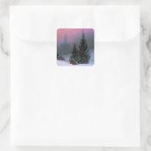 Winterlandschap Caspar David Friedrich Vierkante Sticker (Tas)