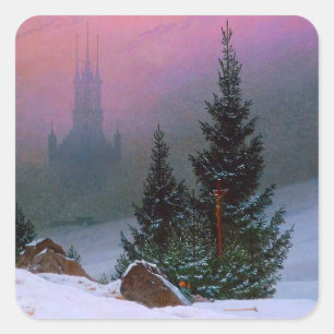 Winterlandschap Caspar David Friedrich Vierkante Sticker