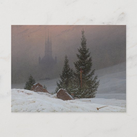 Winterlandschap door Caspar David Friedrich Briefkaart (Voorkant)