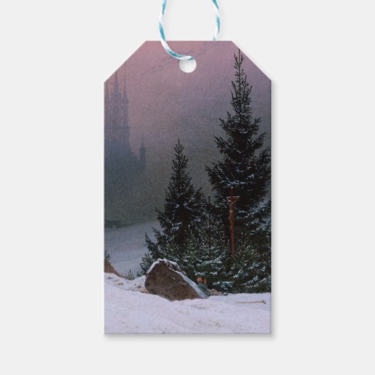 Winterlandschap (door Caspar David Friedrich) Cadeaulabel (Voorkant)