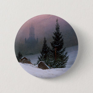 Winterlandschap (door Caspar David Friedrich) Ronde Button 5,7 Cm