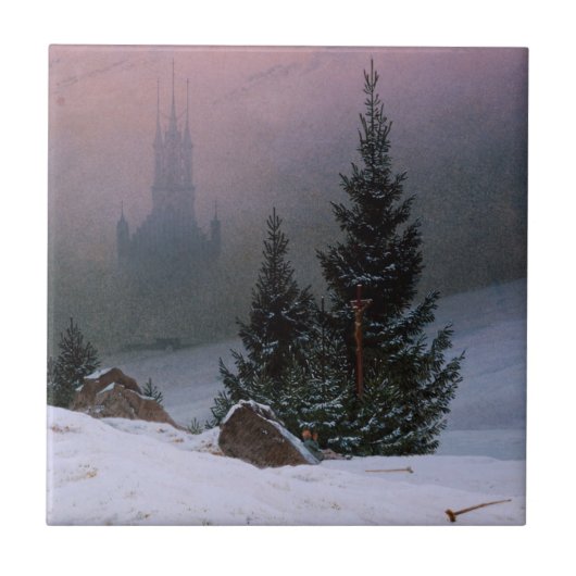 Winterlandschap (door Caspar David Friedrich) Tegeltje (Voorkant)