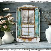 Winterlandschap door houten raam AN1 Decoupage Tissuepapier