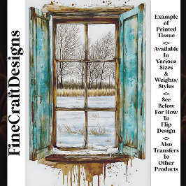 Winterlandschap door houten raam AN1 Decoupage Tissuepapier