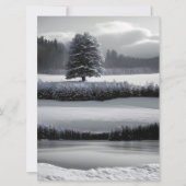 Winterlandschap en -boom, zwart-wit - kunst kaart (Voorkant)