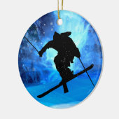 Winterlandschap en Freestyle Skier Keramisch Ornament (Links)