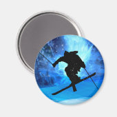 Winterlandschap en Freestyle Skier Magneet (Voorkant / Achterkant)